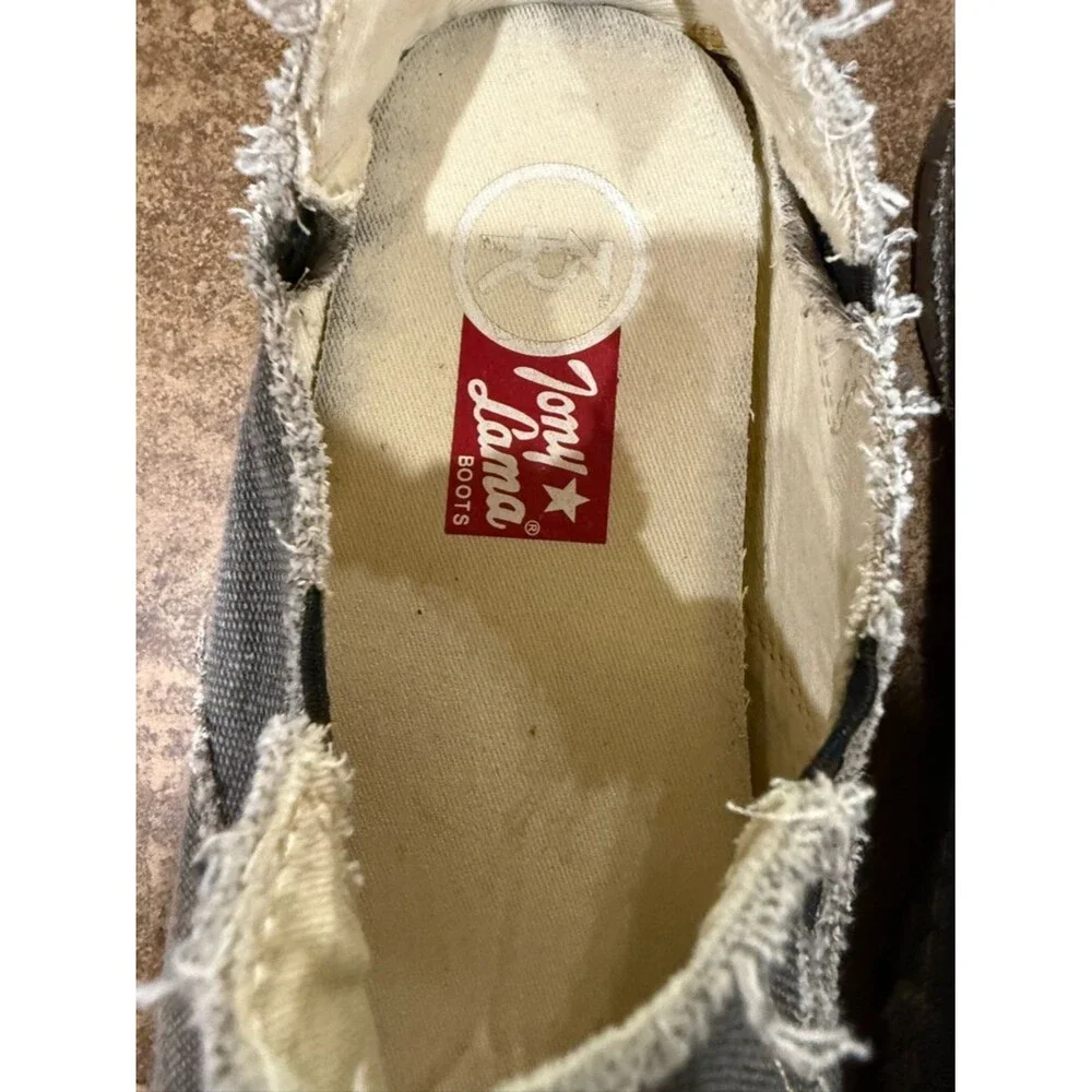 Tony Lama Canvas Slip On Shoes Mens 9.5D Gray Distressed Casual Loafers